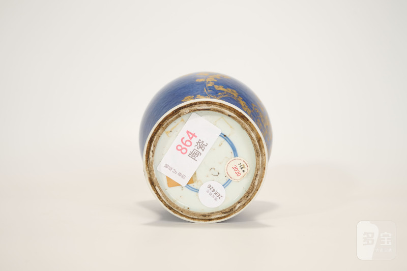 Lot864 清康熙 洒蓝描金岁寒图梅瓶 - 图4